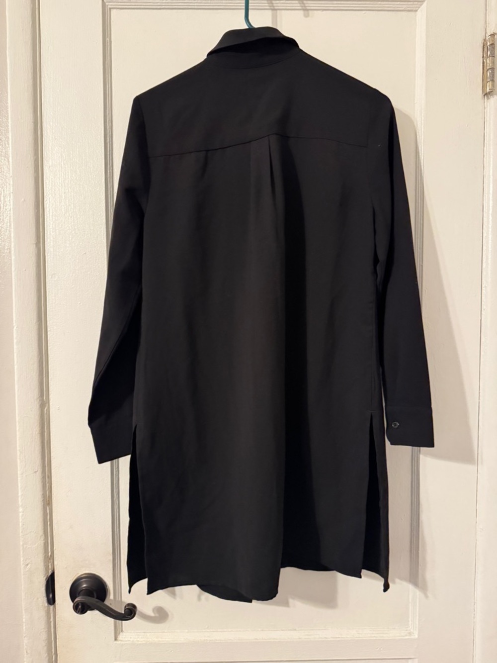 Chicos Long Button down black shirt sz 0 - Picture 2 of 4